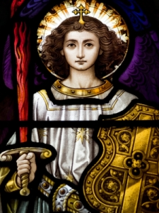 archangel-michael, old stained glass window