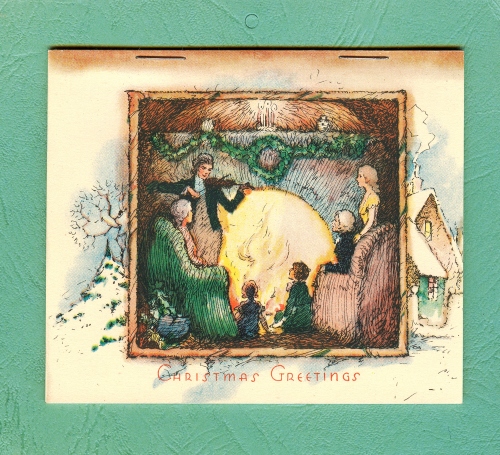 Old Christmas Card Family Scene